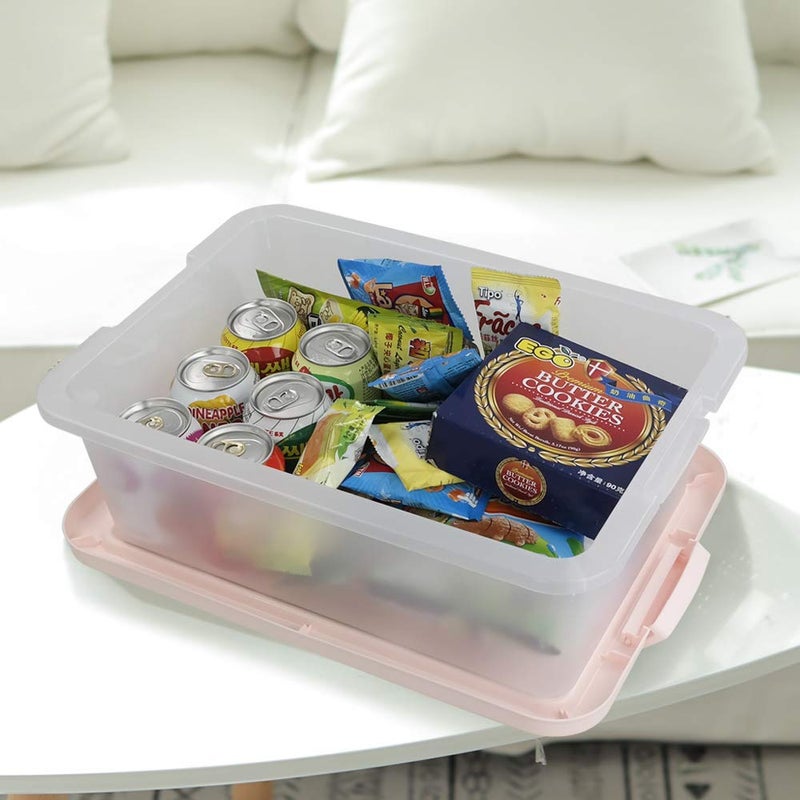 Ucake 14 Quart Plastic Storage Boxes with Pink Lids, 2 Packs - Image 5